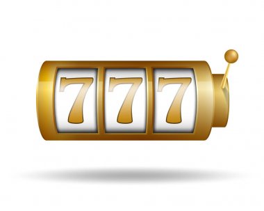 Şanslı-7 slot makinesidir. Altın Slot makinesidir. Casino jackpot kavramı. Vektör çizim.
