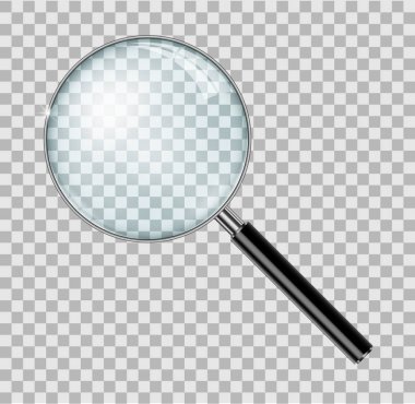 Büyüteç ile izole çelik çerçevelemek. Damalı zemin üzerinde yakınlaştırma için gerçekçi Büyüteç lens. vektör çizim