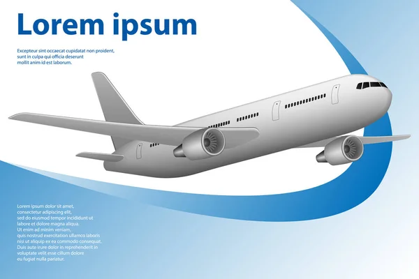 Banner de tema de turismo com avião para agência de viagens. Modelo com avião e espaço de cópia. Ilustrações vetoriais — Vetor de Stock