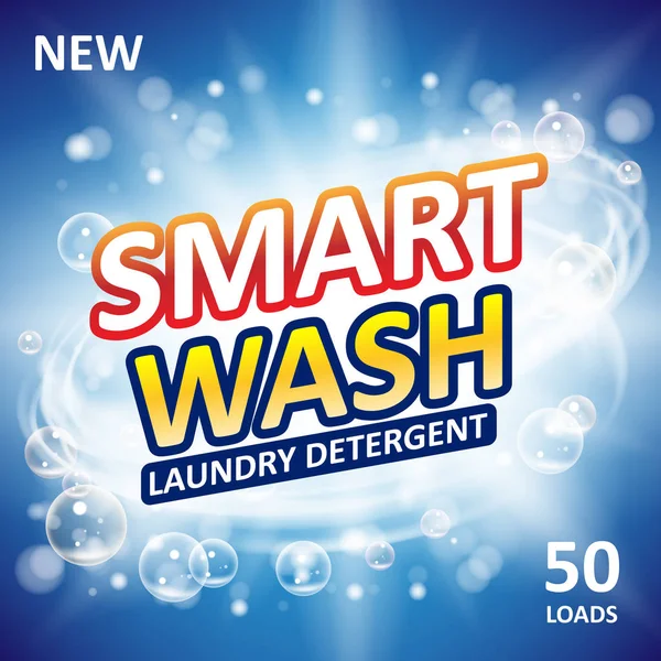 Smart clean Seifenbanner Werbedesign. Waschmittel frische saubere Vorlage. Verpackungsdesign für Waschmittel oder flüssige Reinigungsmittel. Vektorillustration — Stockvektor