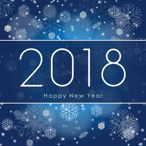 С Новым 2018 годом. Приветственный баннер с белой снежинкой на синем фоне зимы. Векторная иллюстрация — стоковый вектор