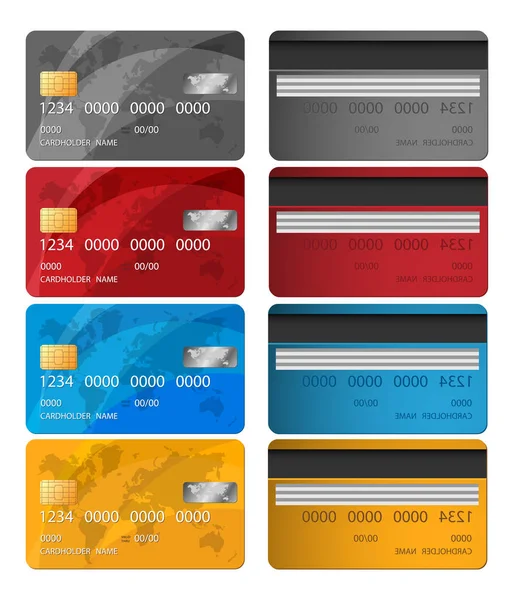 Zestaw dwóch boków wektor karty kredytowej. Ilustracja wektorowa karty kredytowej. Rozwiązanie biznesowe. — Wektor stockowy
