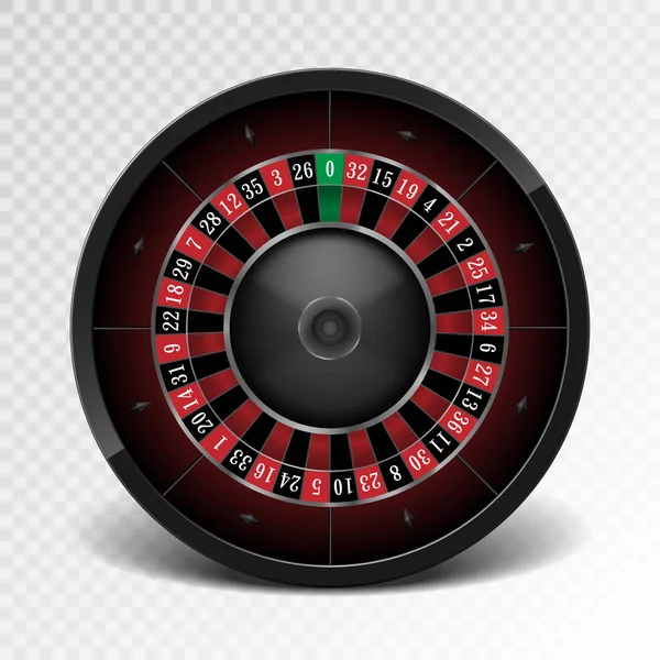 Roue de roulette de casino noir réaliste isolée sur fond transparent. Roue américaine de roulette de jeu. Illustration vectorielle . — Image vectorielle