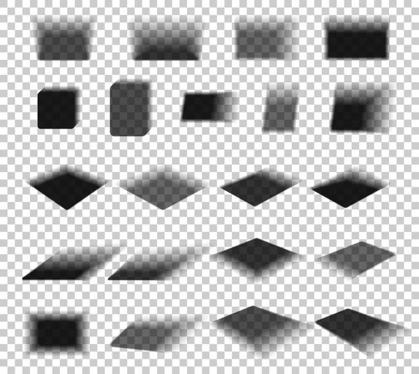 Schachtel und Papierschatten mit weichen Kanten isoliert auf transparentem Hintergrund. leerer quadratischer Schatten - Elemente für die Produktgestaltung. Vektorillustration — Stockvektor