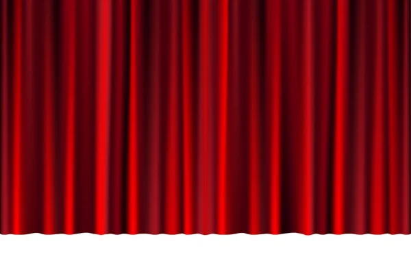 Tenda rossa chiusa in un teatro o cerimonia per il vostro disegno. Scena teatrale drappeggiata isolata su bianco. illustrazione vettoriale . — Vettoriale Stock