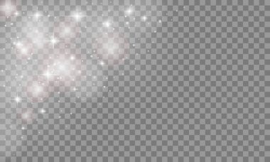 Saydam arka plan üzerinde izole parlama ışık efekti ayarlayın. Güneş patlaması parıldıyor ile flaş ya da yıldız. Vektör çizim.