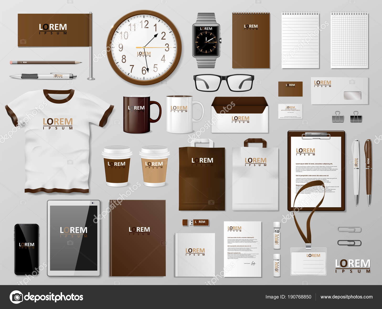 Download Corporate Branding Identity Template Brown Design Modern Realistic Stationery Mockup Business Style Stationery And Documentation Vector Illustration Stock Vector C Sergey 85 190768850 PSD Mockup Templates