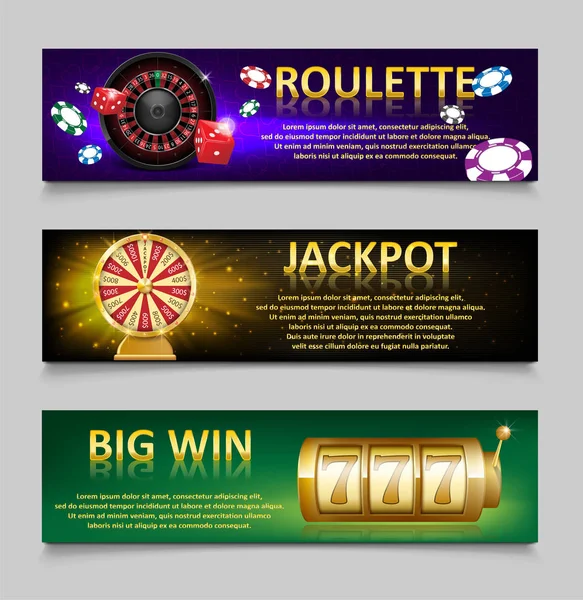 Afiş rulet tekerleği ve Casino fişi, piyango makine, altın servet tekerlek seti ile kumar. Casino oyunları oynarken casino jackpot ana başlık. para, servet ve piyango. vektör çizim
