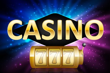 Jackpot parlak altın şanslı casino loto etiket neon çerçeve ile. Metin parlayan ile casino 777 ikramiye kazanan tasarım kumar. Vektör çizim