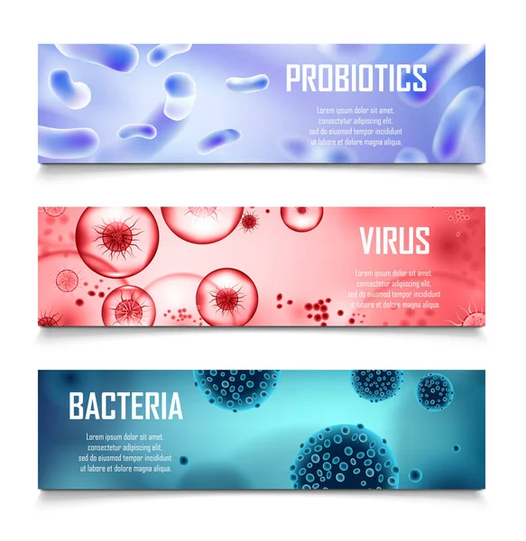 Дизайн реклами бактерій, пробіотиків та вірусів. Реалістична лосось, лактобацил 3d ілюстрація. Вірусні та бактеріальні мікроби інфікують медичні банери. векторний — стоковий вектор