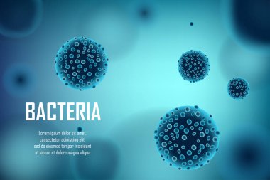 Bakteri ve Bifidobakteryum hücresi olan soyut bir vektör. Biyoloji tıp bilimi reklam pankartı tasarımı. Virüs ve Bakteri Hücre Tıbbi Molekülleri