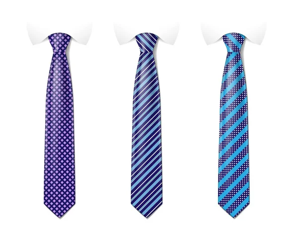 Мужской галстук. Завяжите макет с другим узором моды. Полосатые шелковые галстуки шаблоны с набором текстур. Векторная иллюстрация — стоковый вектор