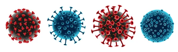 CoronaVirus COVID-19 model yang berbeda. Penyakit virus medis, elemen infeksi Coronavirus. ilustrasi vektor. - Stok Vektor