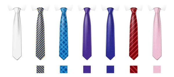 Moda desenli bir kravat modeli. Çizgili ipek kravat desenleri ve desenler. Erkek renkli kravat seti. Vektör illüstrasyonu — Stok Vektör