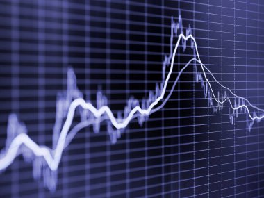 Borsa grafiği. Görüntü bulanık, perspektif azalıyor ve seçici odaklanıyor.