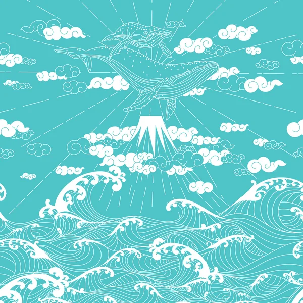 Elle çizilmiş fantezi sorunsuz doodle Japon tarzı