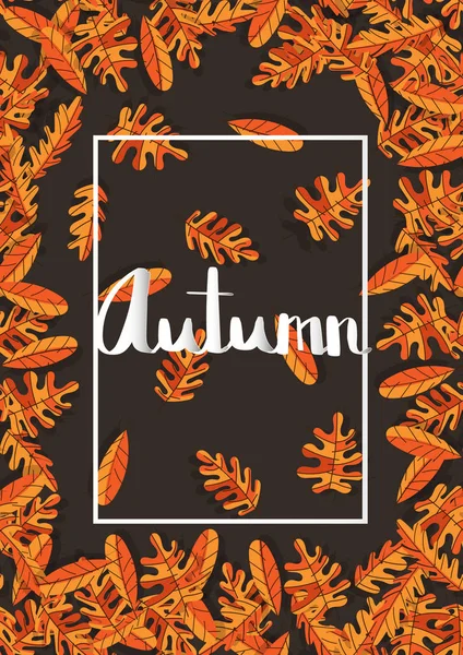 Květiny plakát šablony podzimní typografie s suchý list vzor bezešvé — Stockový vektor