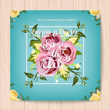 Düğün davetiye kartı şablonları, Vintage çiçek çiçek seamle