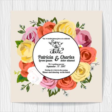 Düğün davetiye kartı şablonları, çiçek blossom arka plan