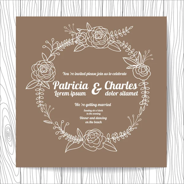 Düğün davetiye kartı doodle tarzı çiçek şablonları ile