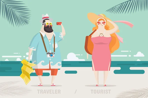 Podróżnik i Projektowanie znaków turystycznych — Wektor stockowy