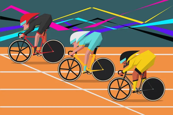 Bisiklet yarış çizgi film karakter tasarımı düz stil — Stok Vektör