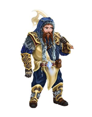 Fantezi cüce karakter onun omzuna baltalı