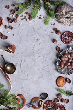 Meyve ve fındık Noel gıda çerçeve fındık ile kurutulmuş portakal