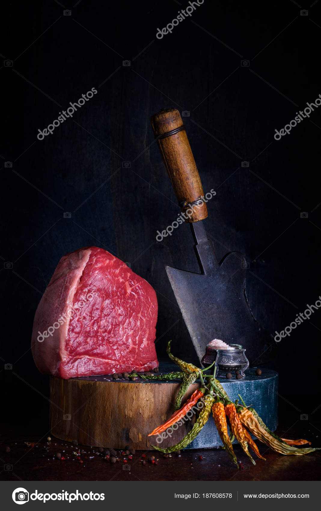 Raw Meat Beef Steak With Cooking Ingredients Spices Stock Photo Image By C Iuliia Leonova 187608578