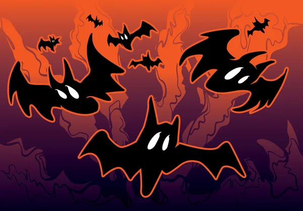 Ilustración de Halloween con murciélagos — Vector de stock