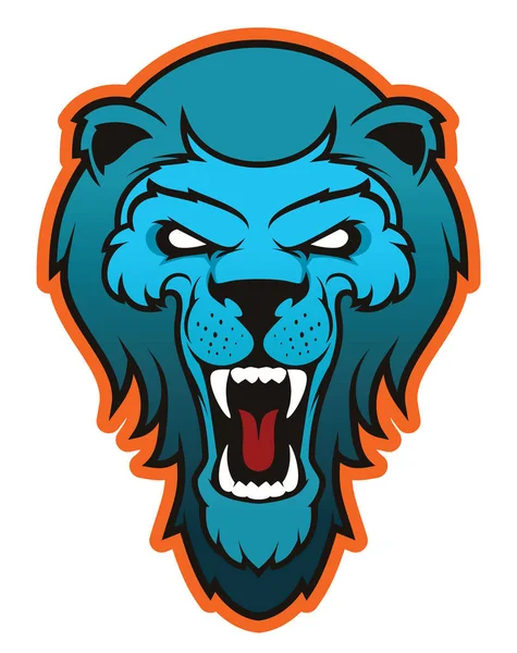 Logo de mascotte de tête de lion en colère — Image vectorielle