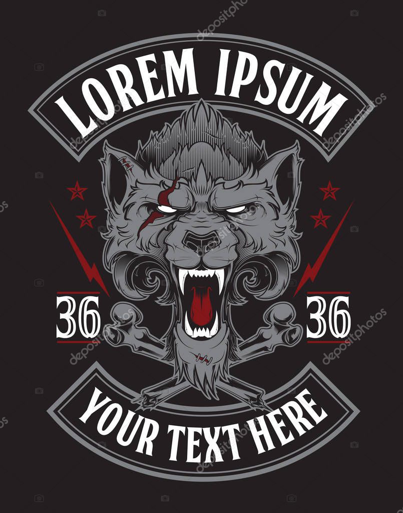 Head of roaring wolf. Vector illustration. — Stock Vector © 4ek #146337521