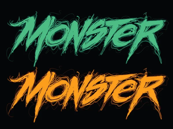 Monster handwritten modern lettering — Stock Vector