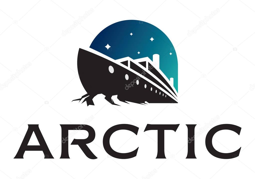 Icebreaker ship in arctic ocean