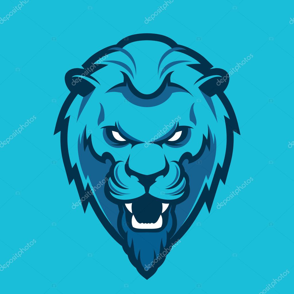 A Lion head logo. This is vector illustration ideal for a mascot and tattoo or T-shirt graphic.
