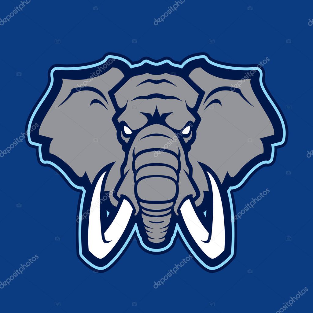 Elephant vector mascot. Head of African elephant. Emblem design for sport team.