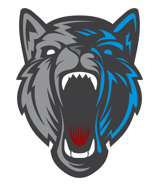 Logotipo de cabeça de lobo. Mascote de equipa . — Vetor de Stock