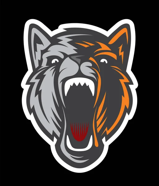 Λύκος κεφάλι λογότυπο. Μασκότ της ομάδας. — Διανυσματικό Αρχείο