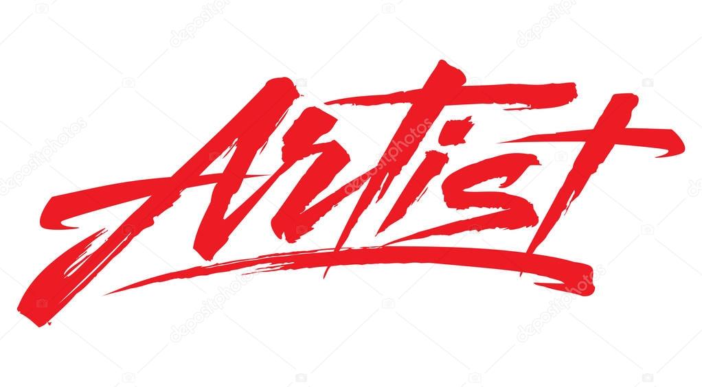 Single word Artist. Design element. Dry brush Lettering. Can be used as an element of your logotype