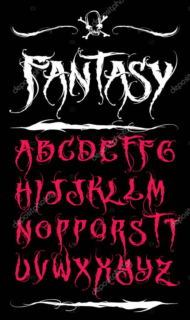 Hand drawn alphabet illustration & calligraphy - vector