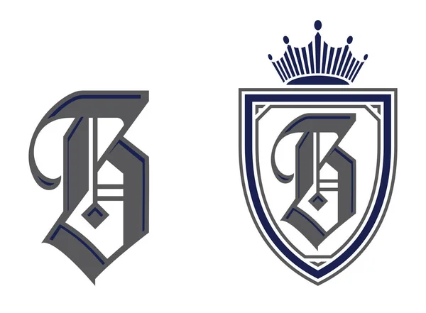 Lettre Dans Icône Logo Bouclier Écusson Modèle Conception Vectorielle Logotype — Image vectorielle