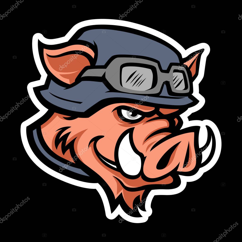 Wild hog or boar head mascot, colored version. Great for sports logos & team mascots.