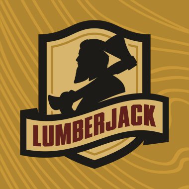 Elinde balta olan oduncu resmiyle modern spor logosu şablonu. Maskot.