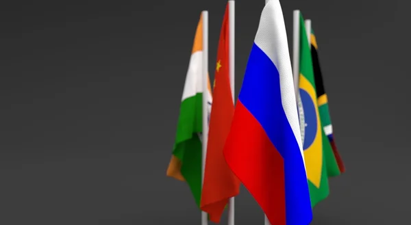 resimde 3d render, BRICs beş ülke bayrakları