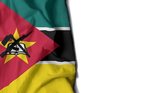 Mozambique zerknitterte Flagge, Platz für Text — Stockfoto