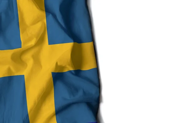 스웨덴 주름된 플래그, 텍스트를 위한 공간 — 스톡 사진