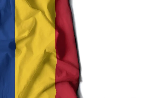 Rumänien skrynkliga flagga, utrymme för text — Stockfoto