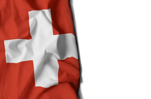 Schweiz skrynkliga flagga, utrymme för text — Stockfoto