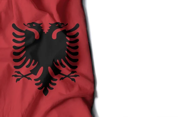 Albanian wrinkled flag, space for text — Stock Photo, Image