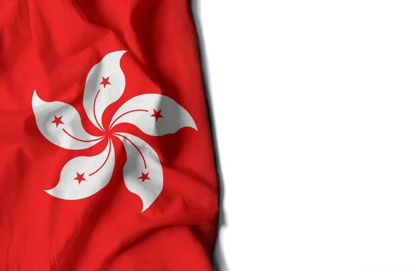 Hong kong arrugado bandera, espacio para el texto — Foto de Stock